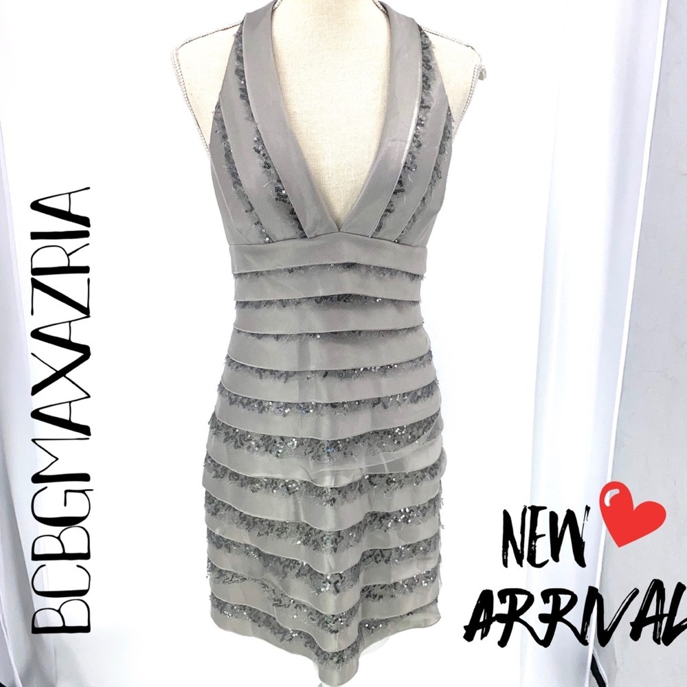 BCBGMAXAZRIA “Vivica” Silver dress NWOT